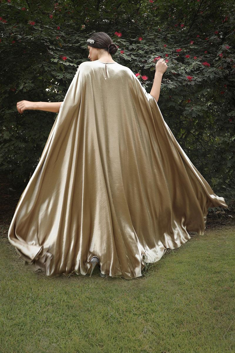 Metallic Kaftan with Pearl Embellishments