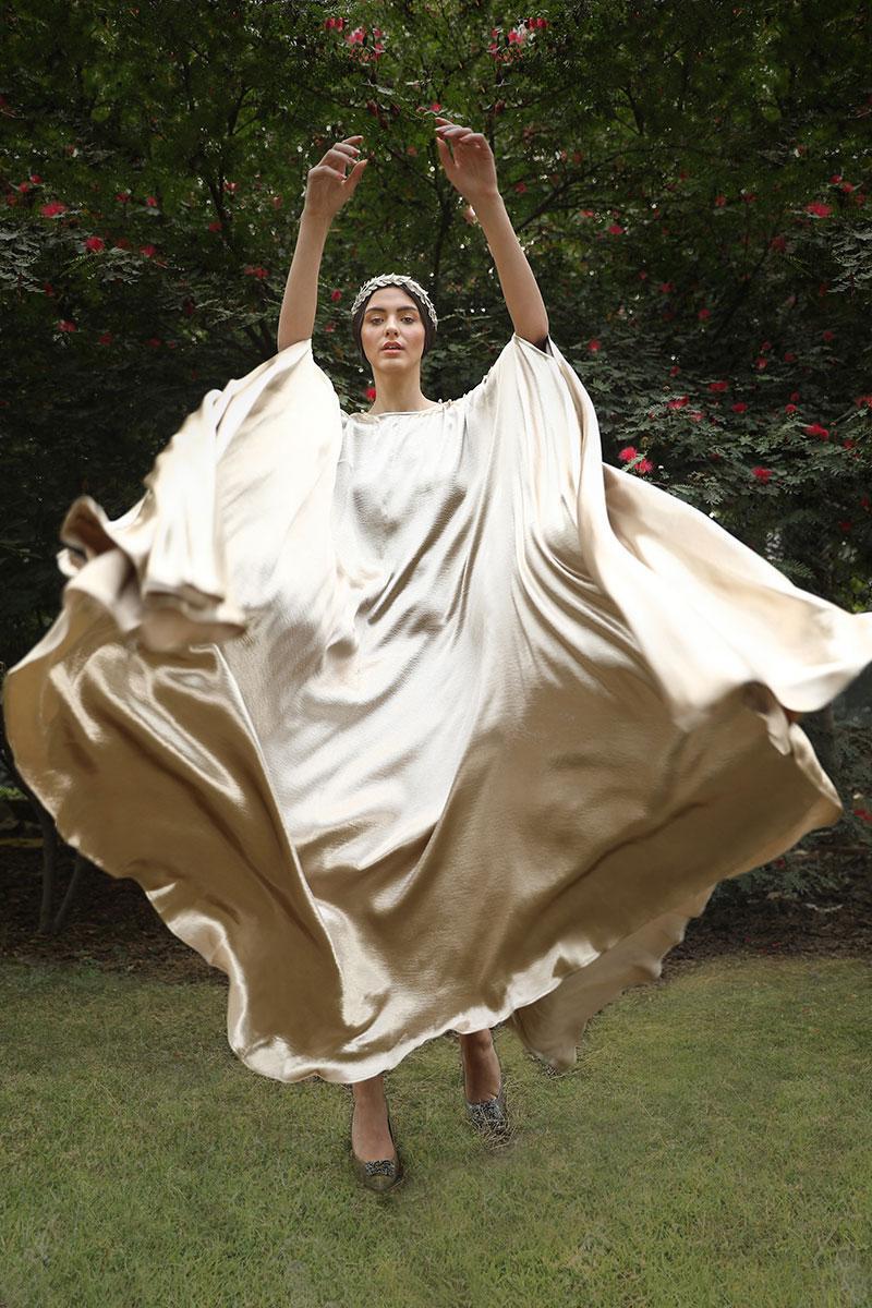 Metallic Kaftan with Pearl Embellishments