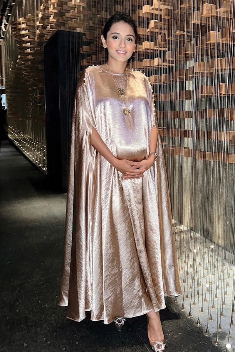 Metallic Kaftan with Pearl Embellishments