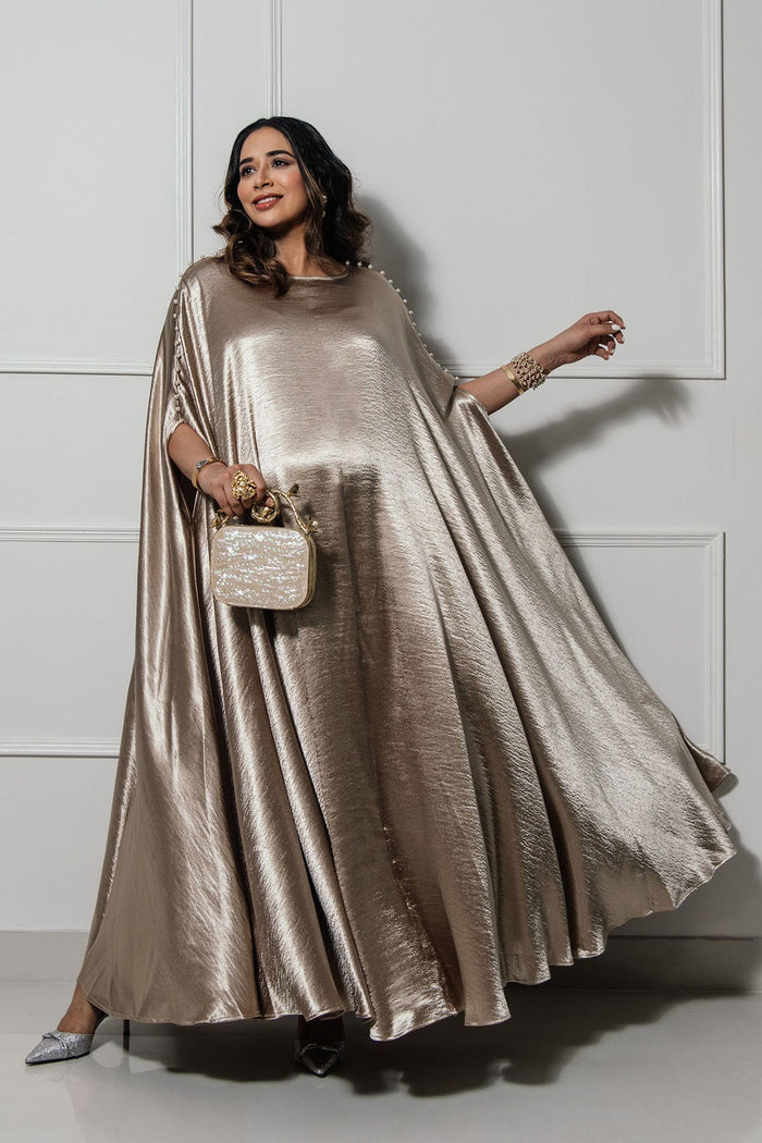 Metallic Kaftan with Pearl Embellishments