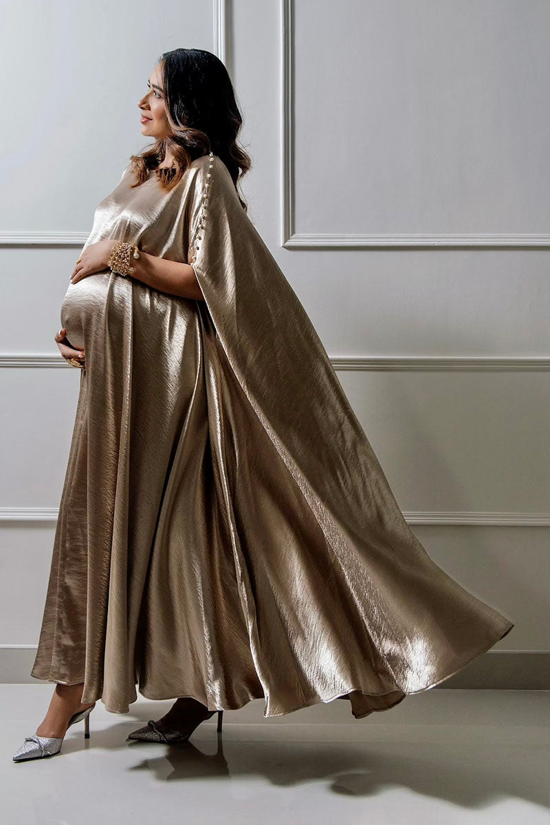 Metallic Kaftan with Pearl Embellishments